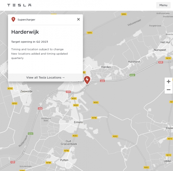 네덜란드 하르데르베이크의 충전소(출처=테슬라 홈페이지)